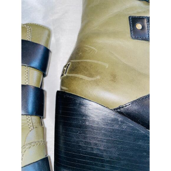 Sorel After Hours Leather Wedge Boots in Green - Women's Size 10 - NL2550-383 - Picture 12 of 12